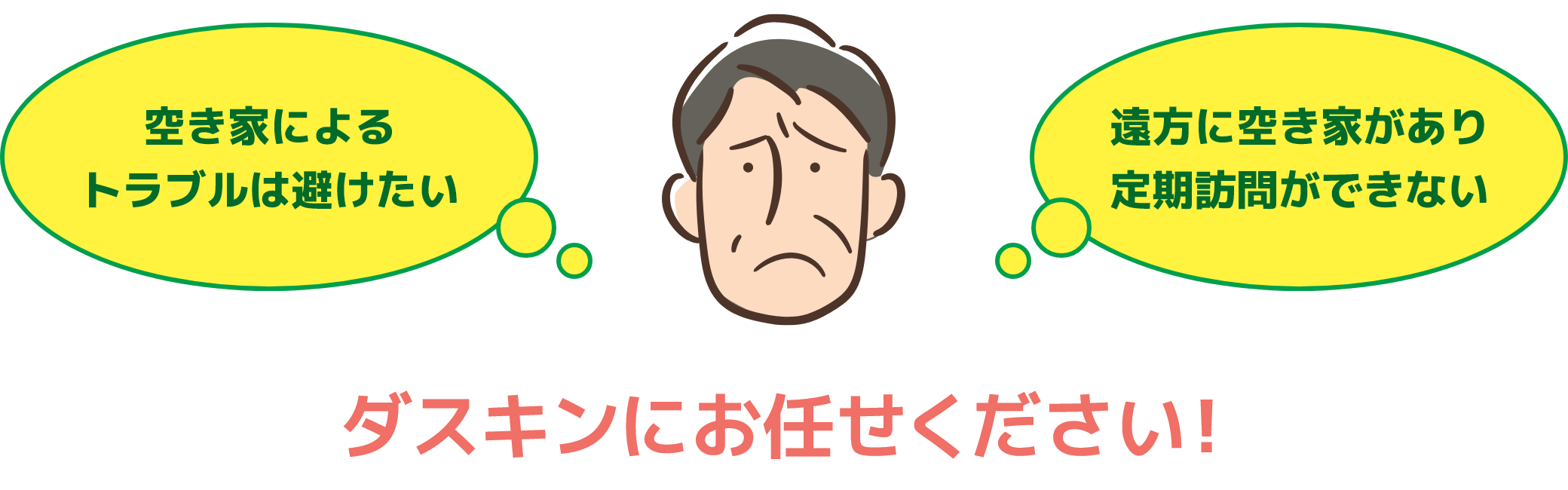 空き家によるトラブルは避けたい 遠方に空き家があり定期訪問ができない | ダスキンにお任せください！